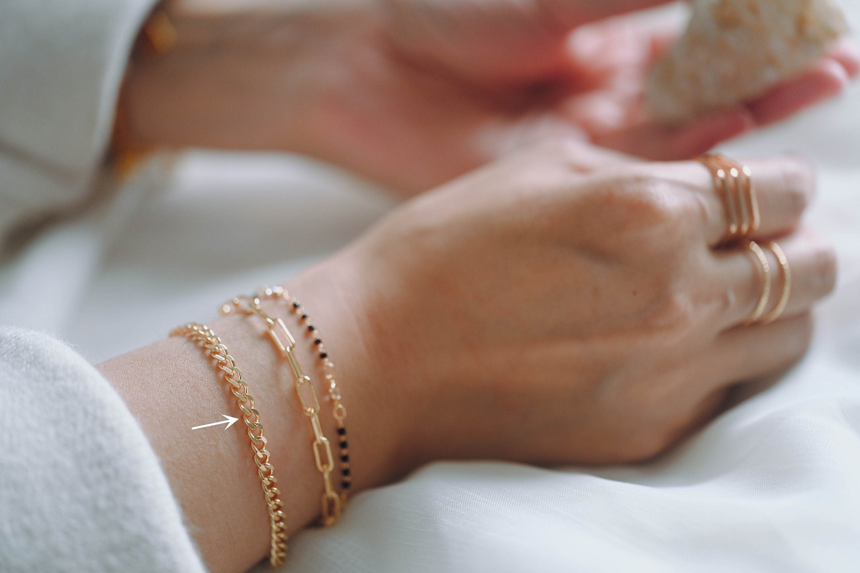 Gold/ Silver Curb Chains, Gold/ Rhodium plated Brass, Finished Bracelet/ Anklet/ Necklace with Extender Chain, Ready to Wear (#LK-429)